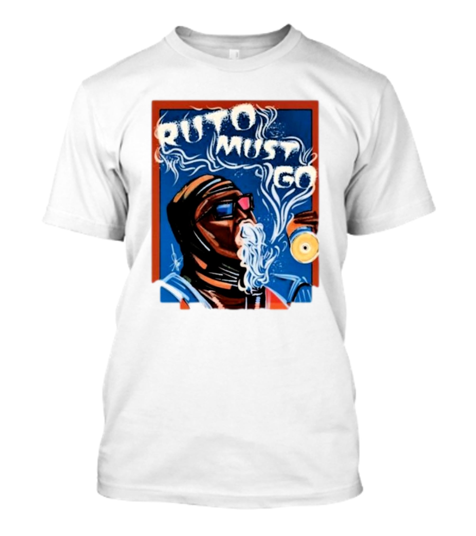 Ruto Must Go Bold Illustration With Smoking Character T-Shirt