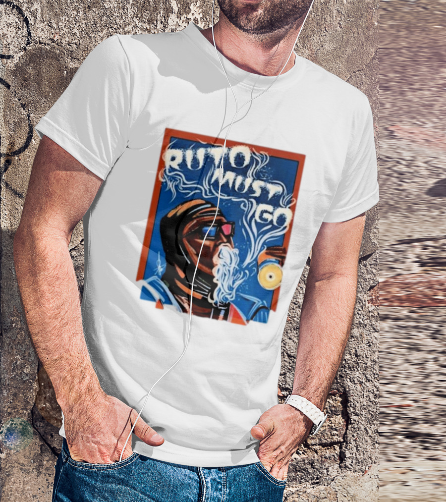 Ruto Must Go Bold Illustration With Smoking Character T-Shirt