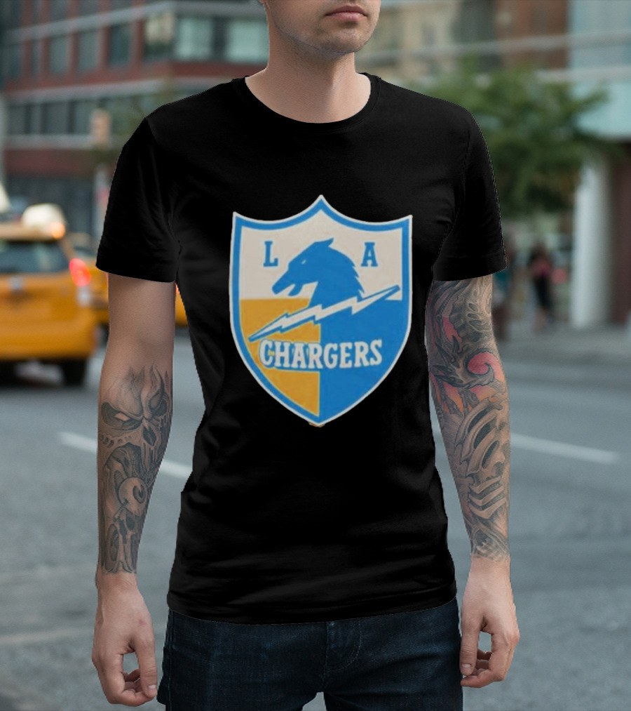 Los Angeles Chargers 1961 Vintage Logo Shield with Horse and Bolt T-Shirt