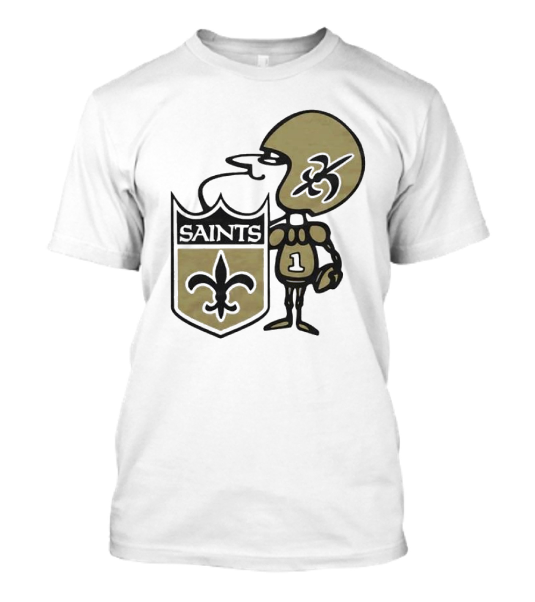 New Orleans Saints 1967 Alt Logo Fleur-de-Lis Football Player T-Shirt