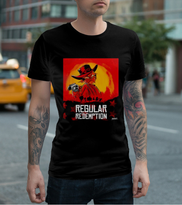 Regular Redemption Cartoon Cowboy Western Gunman T-Shirt