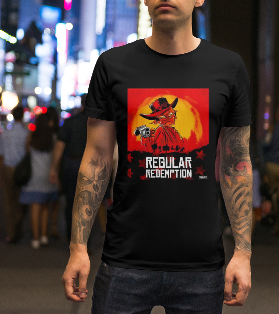 Regular Redemption Cartoon Cowboy Western Gunman T-Shirt
