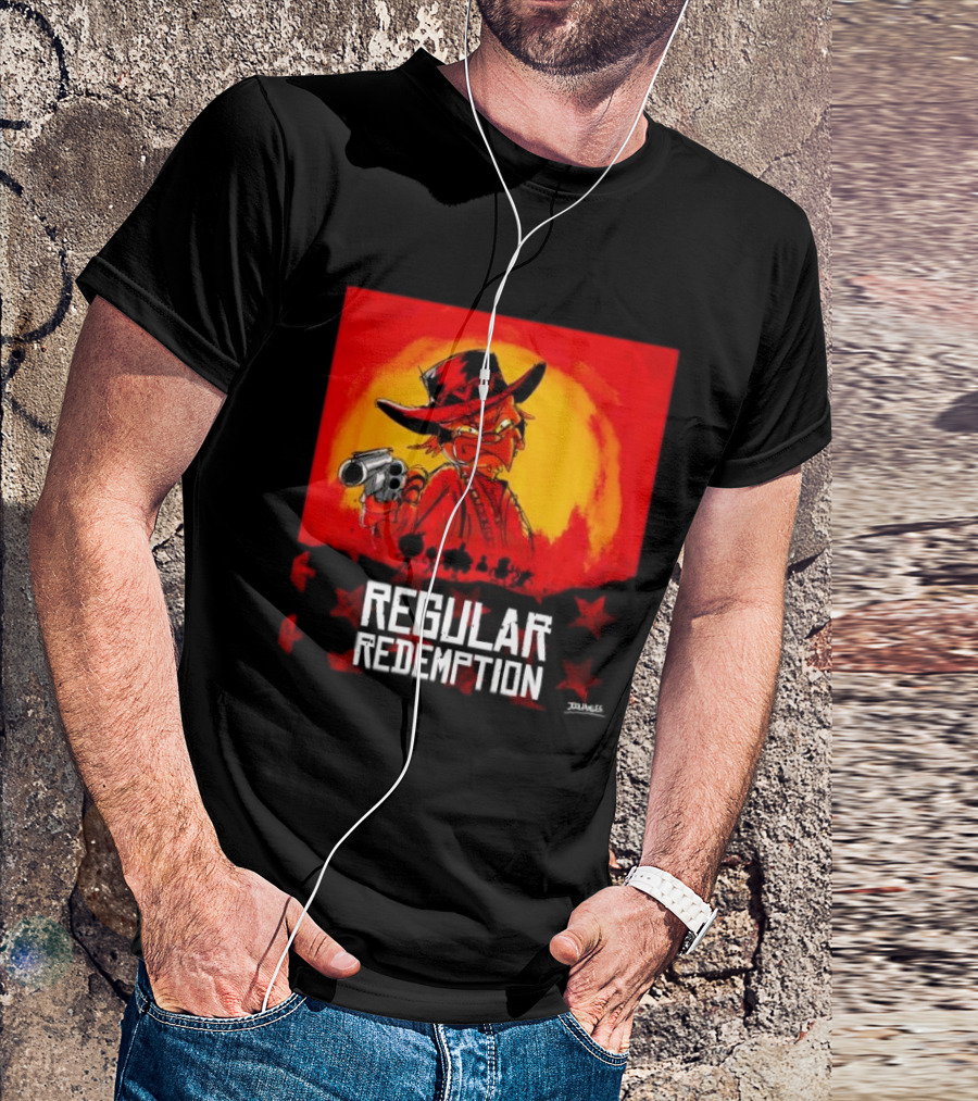 Regular Redemption Cartoon Cowboy Western Gunman T-Shirt