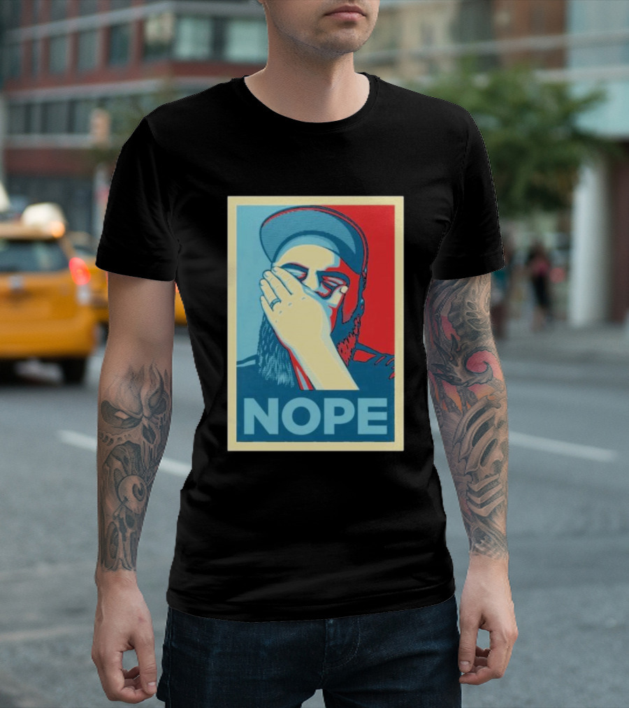 Sean Cannon Nope Facepalm Blue Red T-Shirt
