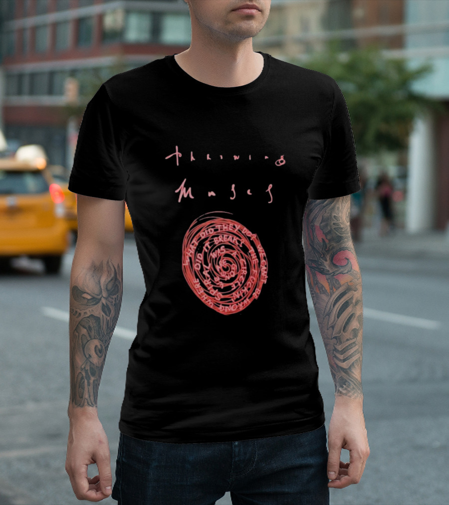 Throwing Muses Snailhead Spiral Text Fluorescent Screen Printed T-Shirt