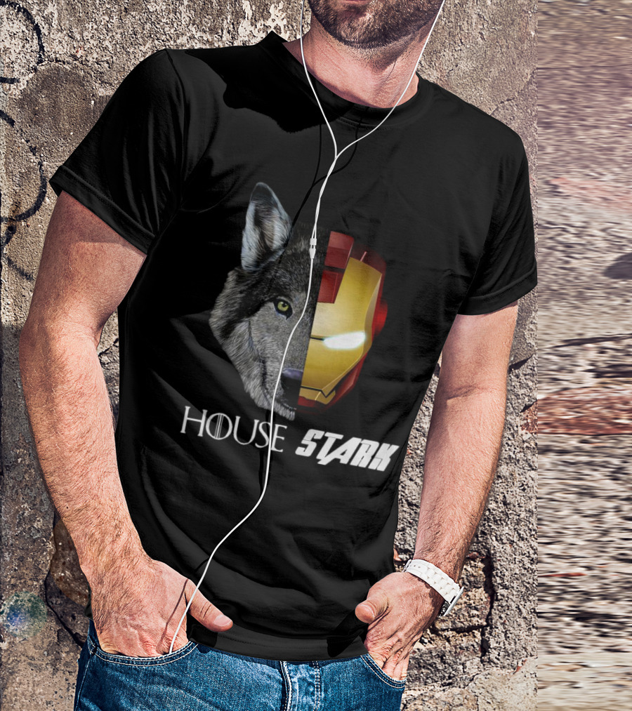House Stark Iron Man Wolf Helm Stark T-Shirt