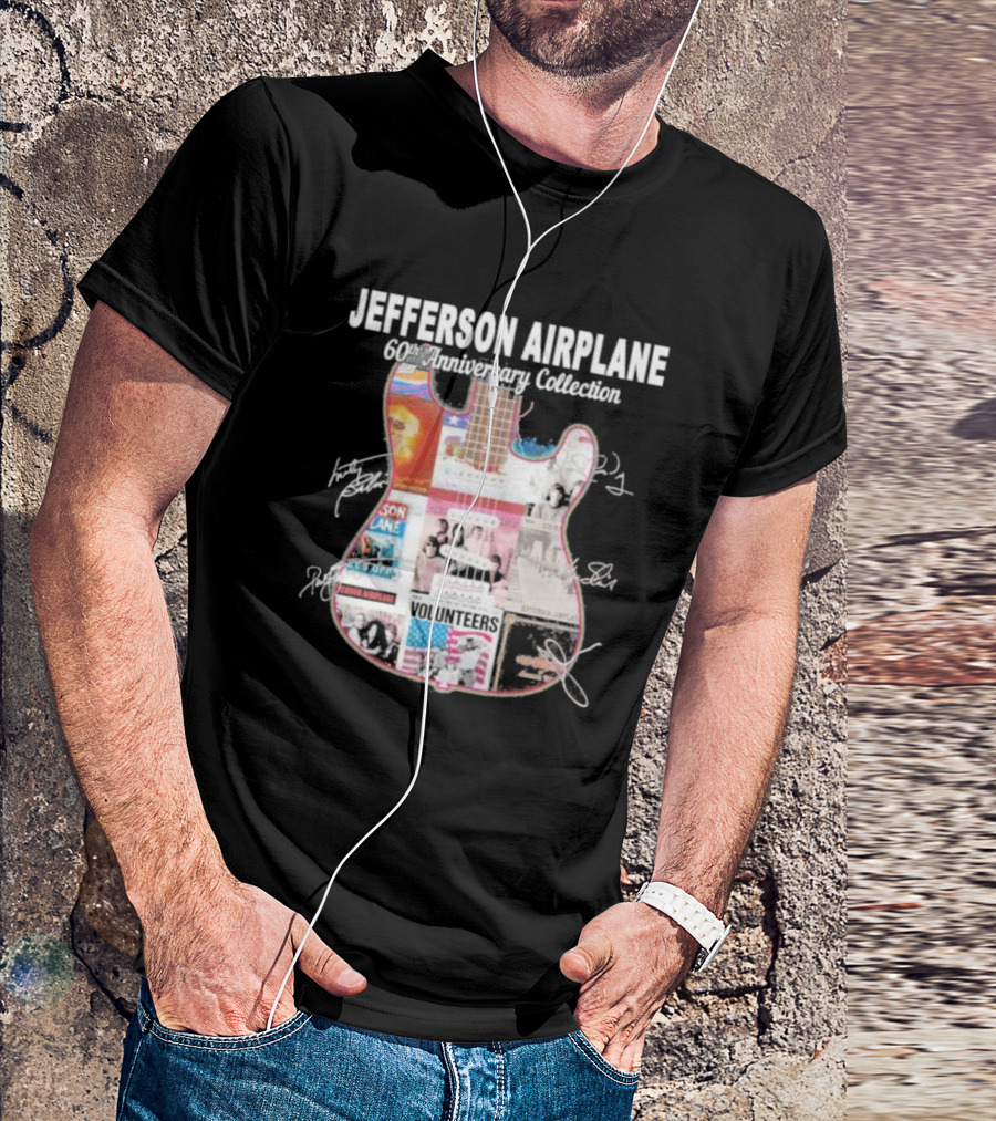 JEFFERSON AIRPLANE 60th Anniversary Collection Guitar Album Covers And Signatures T-Shirt