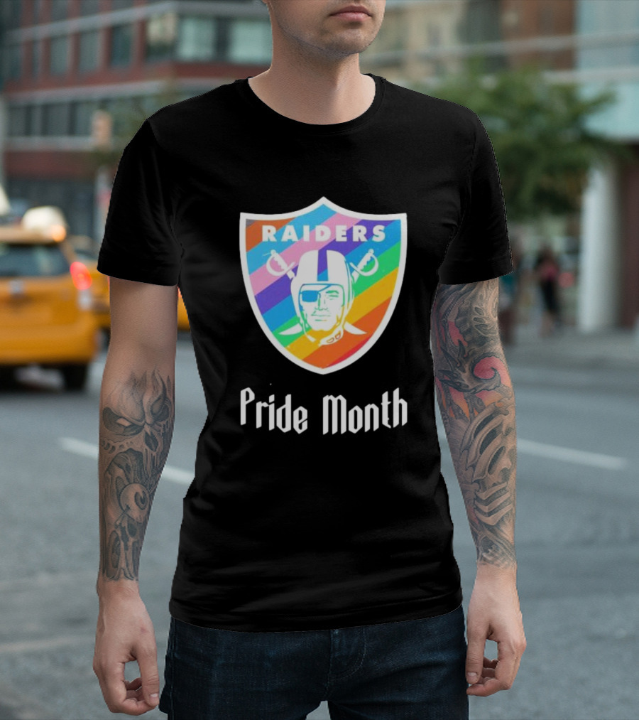 Raiders Pride Month 2024 Las Vegas Rainbow Shield T-Shirt
