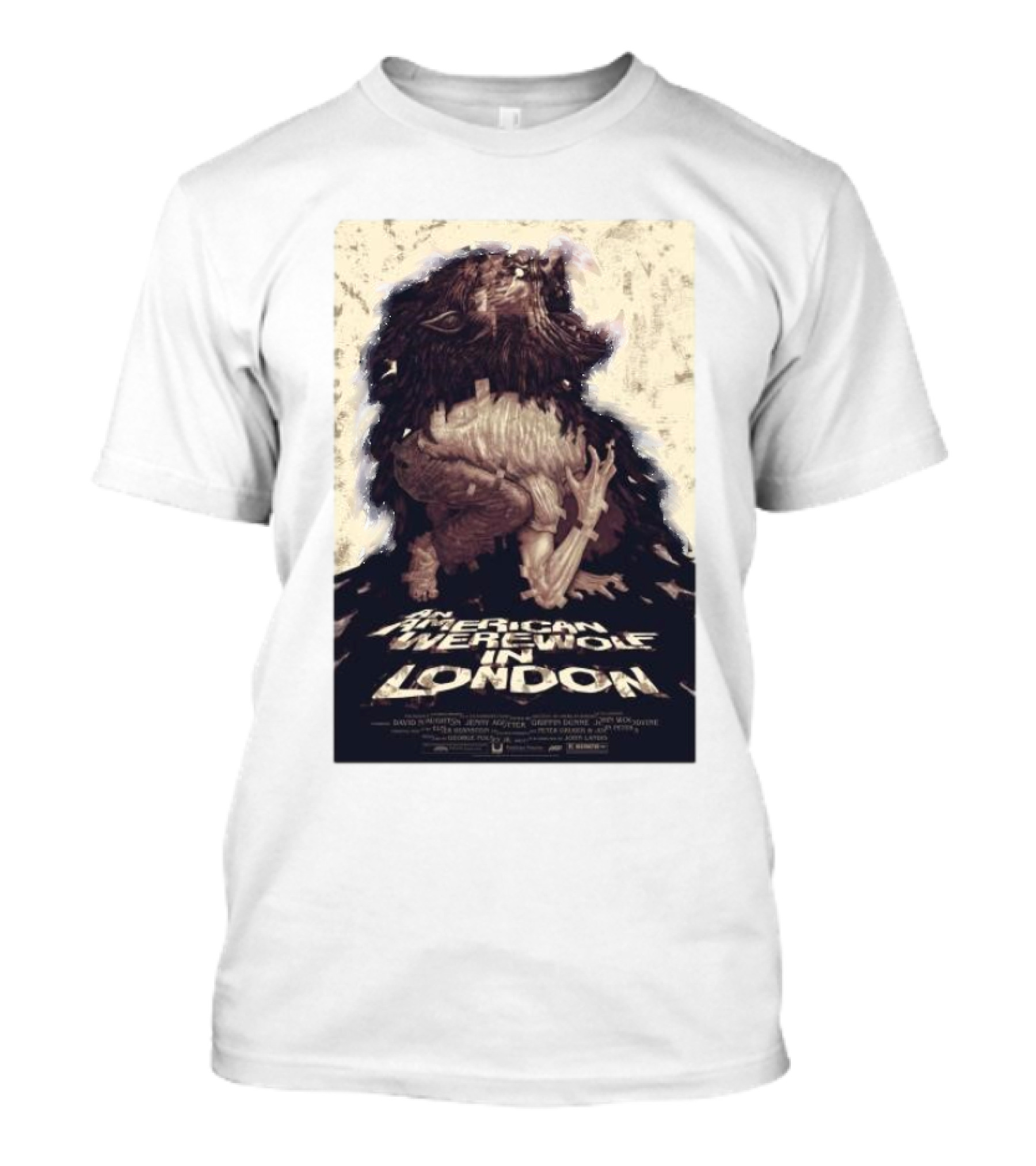 An American Werewolf In London Poster With Wolf Character T-Shirt