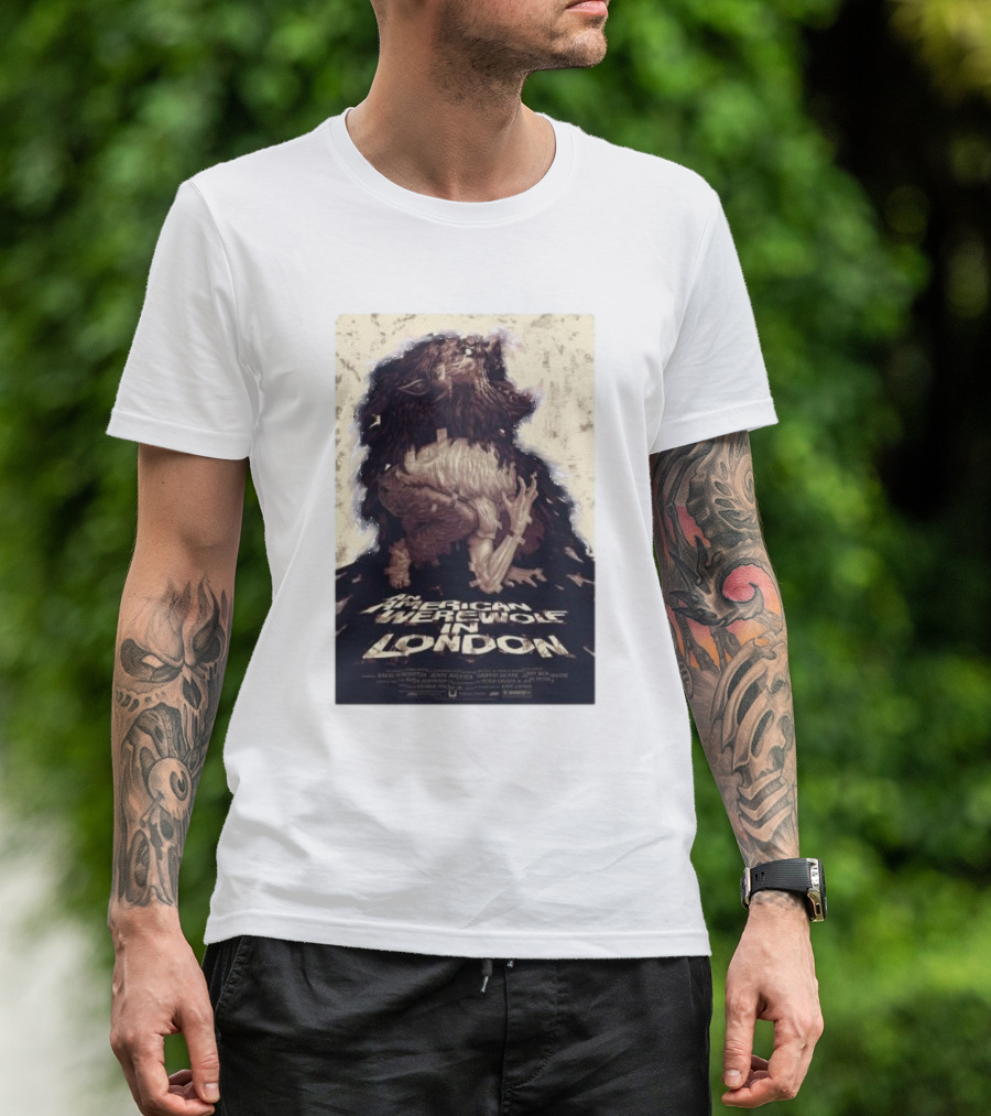 An American Werewolf In London Poster With Wolf Character T-Shirt