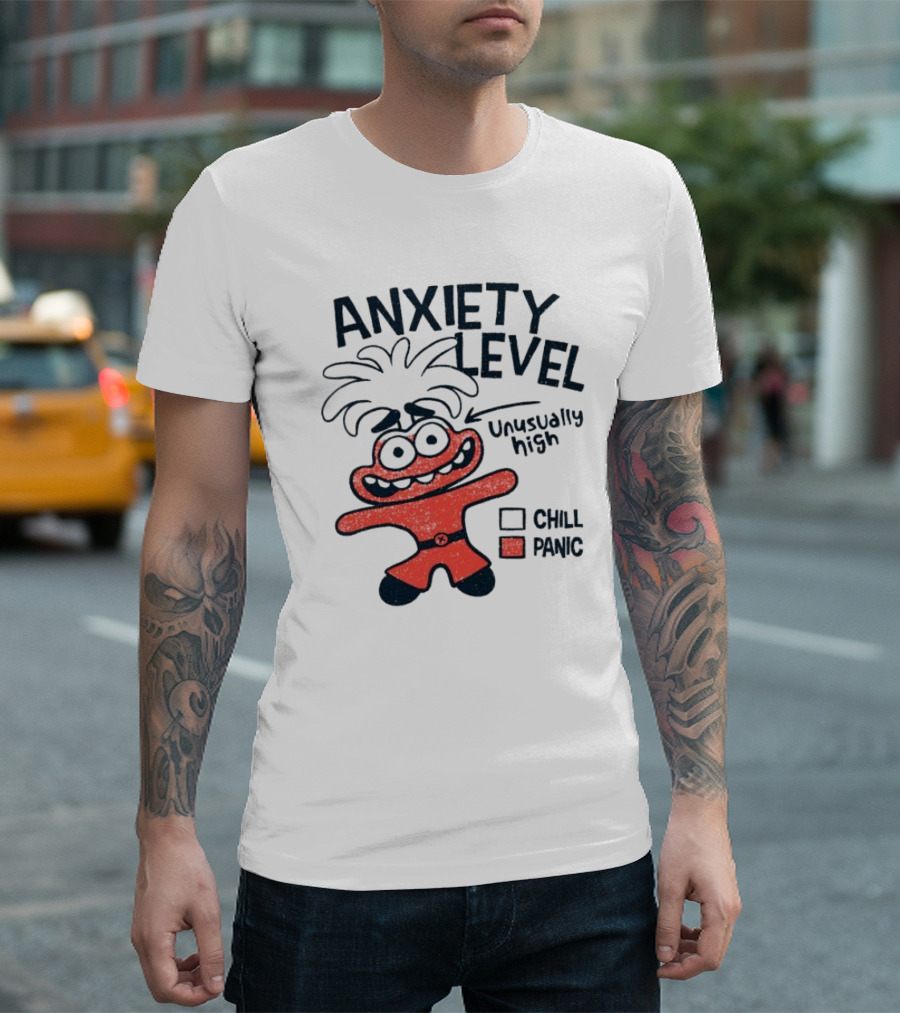 Anxiety Level Unusually High Chill Panic Cartoon Character T-Shirt