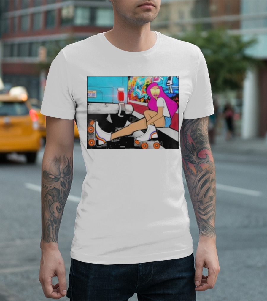 Tasha Vibrant Roller Skating Cali Street Art Vibe T-Shirt