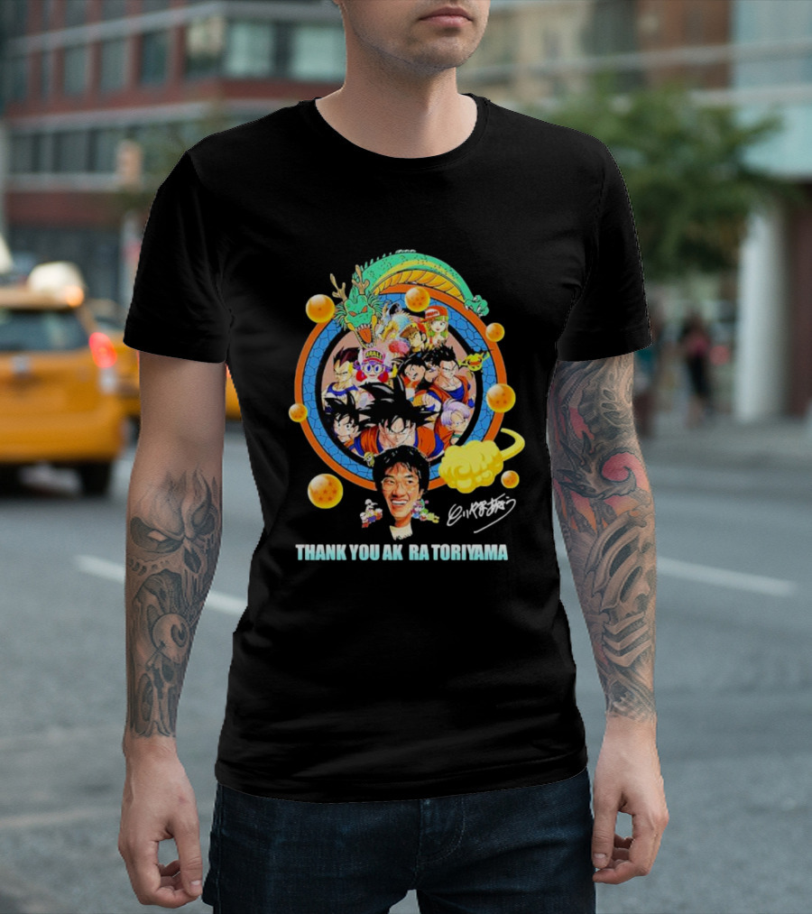 Thank You Akira Toriyama Dragon Ball Characters And Shenron With Dragon Balls T-Shirt
