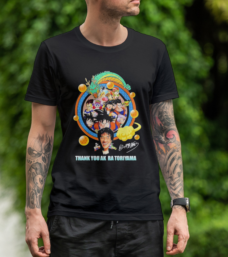 Thank You Akira Toriyama Dragon Ball Characters And Shenron With Dragon Balls T-Shirt