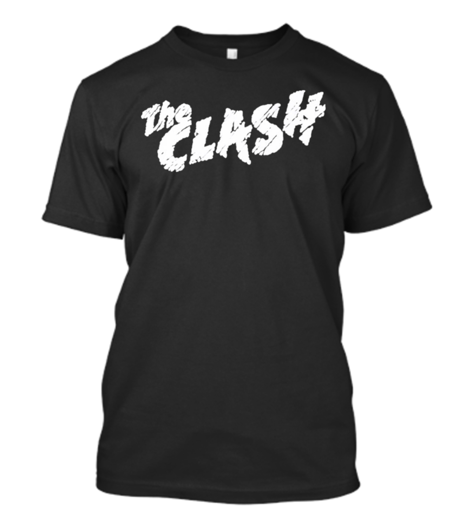 The Clash Logo Text In Distressed White T-Shirt