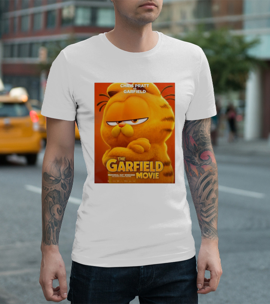 Chris Pratt as Garfield The Garfield Movie Memorial Day Weekend T-Shirt