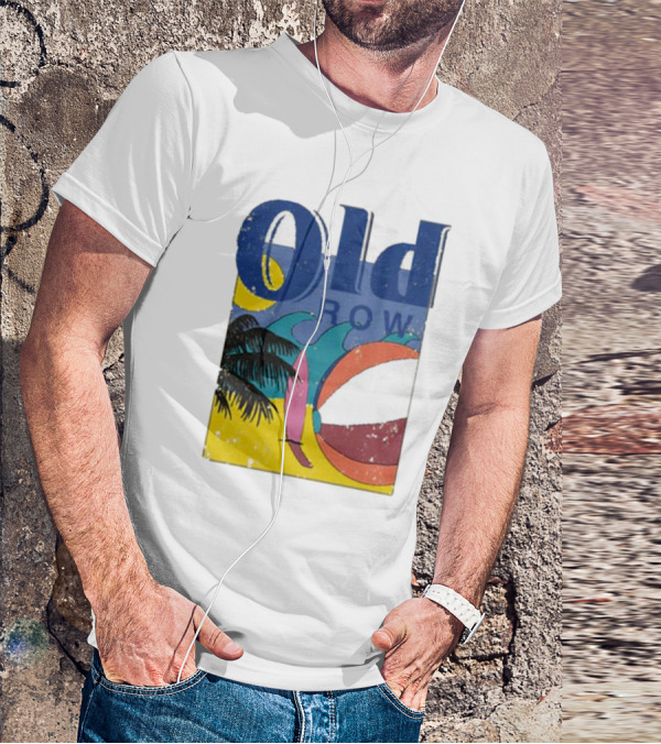 Old Row Beach Scene With Palm Trees And Beach Ball T-Shirt
