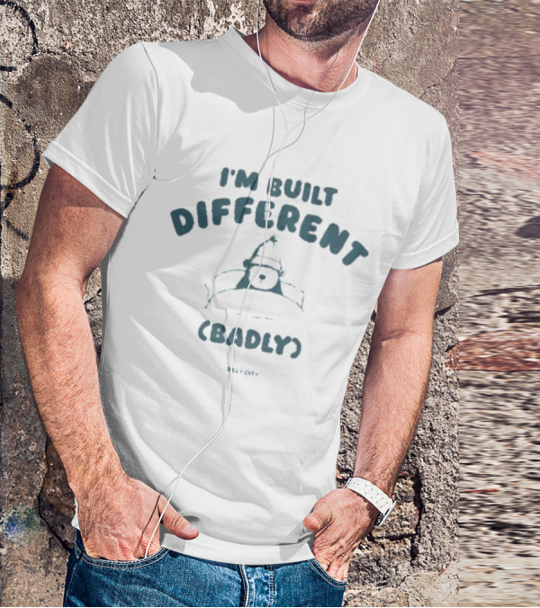 Sillycityco I’m Built Different Badly Funny Santa Hat Character T-Shirt