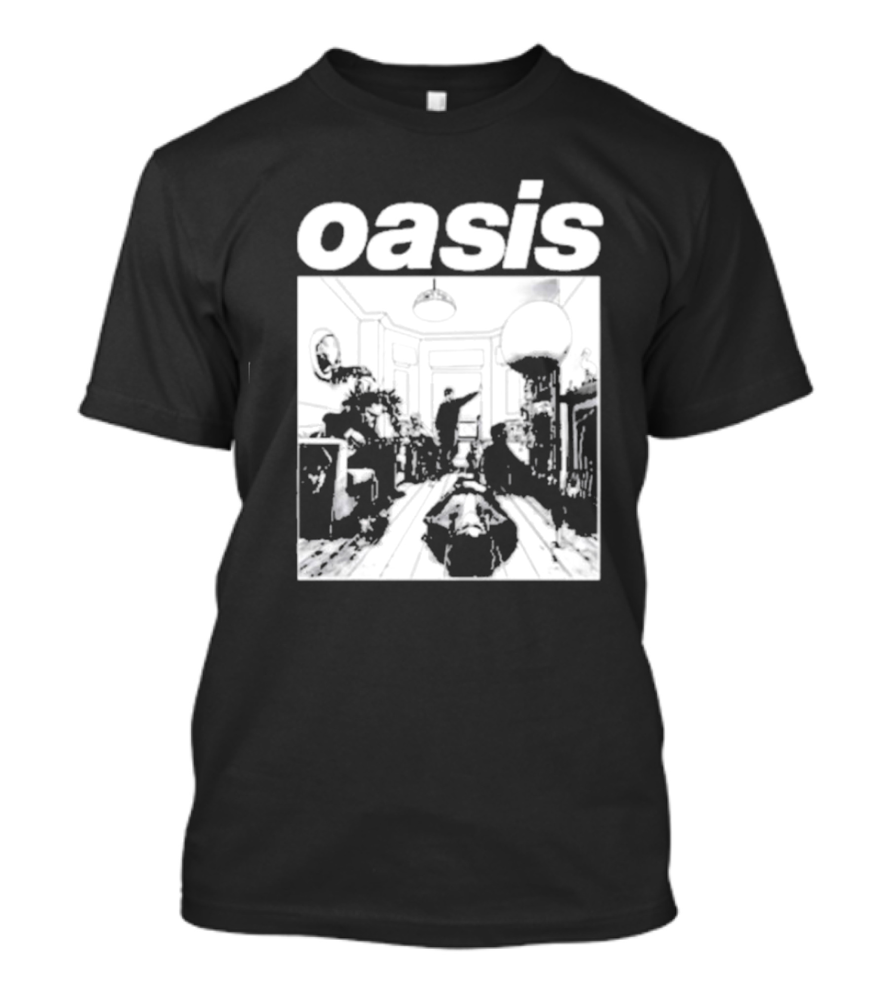 Oasis Definitely Maybe Monochrome Room Scene T-Shirt