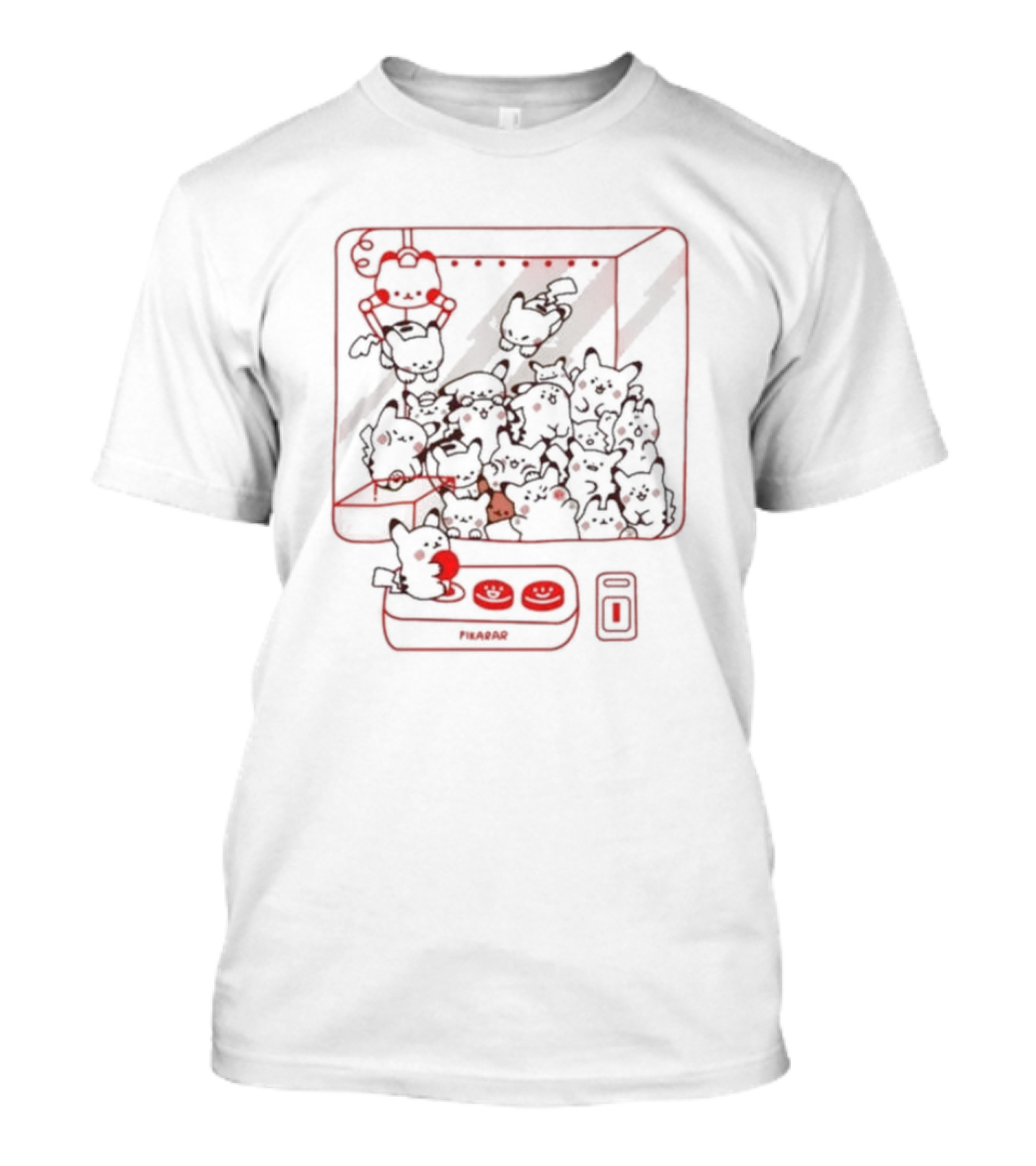 Pikarar Yellow Crane Machine With Cute Character Plushies T-Shirt