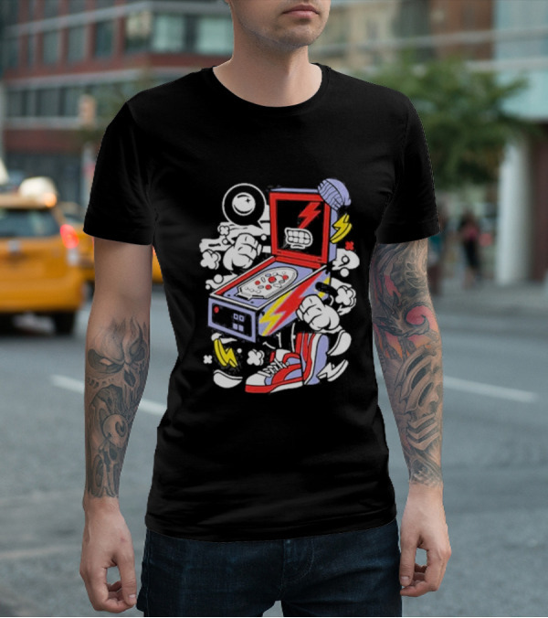 Stern Pinball Lightning Bolt Cartoon Sneakers T-Shirt