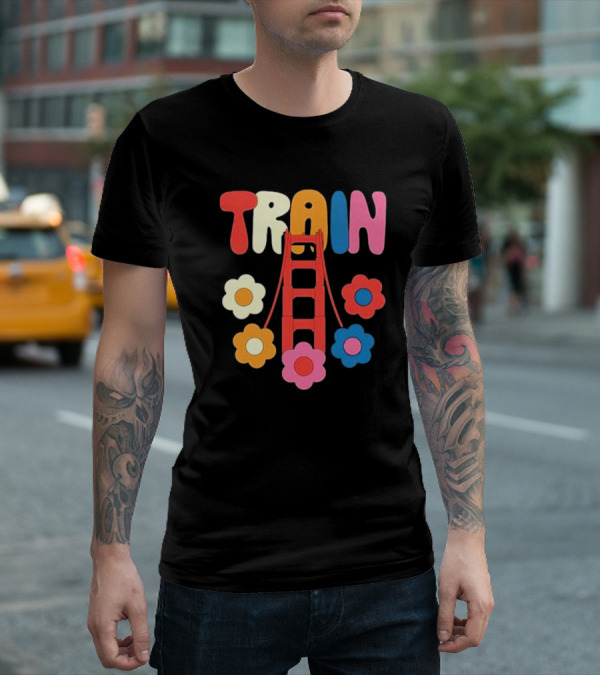 Train Golden Bridge Flowers T-Shirt