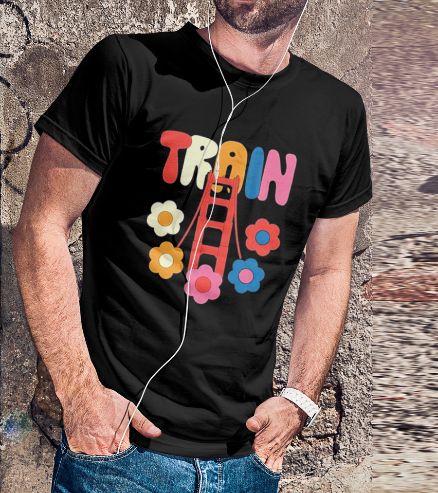 Train Golden Bridge Flowers T-Shirt