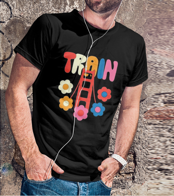 Train Golden Bridge Flowers T-Shirt
