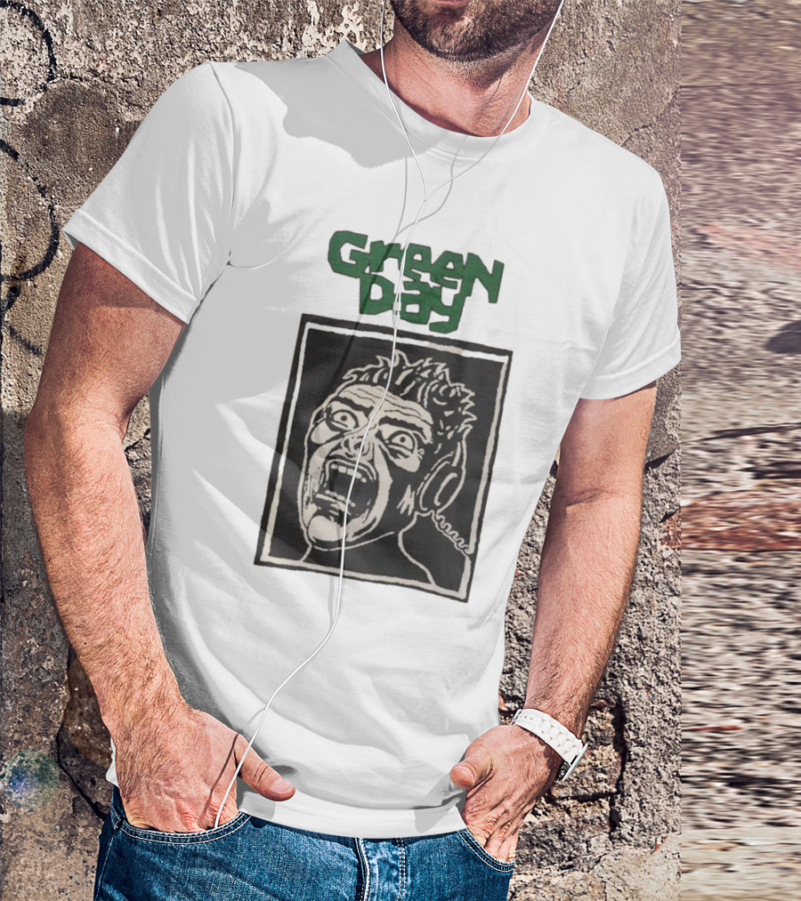 Rare Vintage Green Day Basket Case Iconic Screaming Face T-Shirt