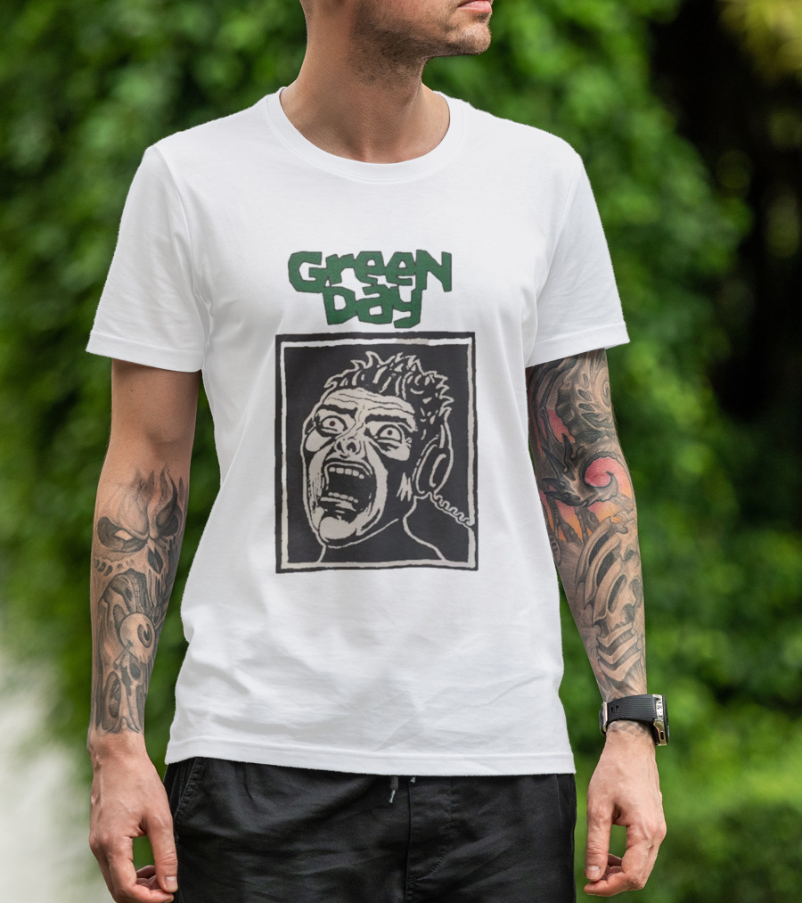 Rare Vintage Green Day Basket Case Iconic Screaming Face T-Shirt