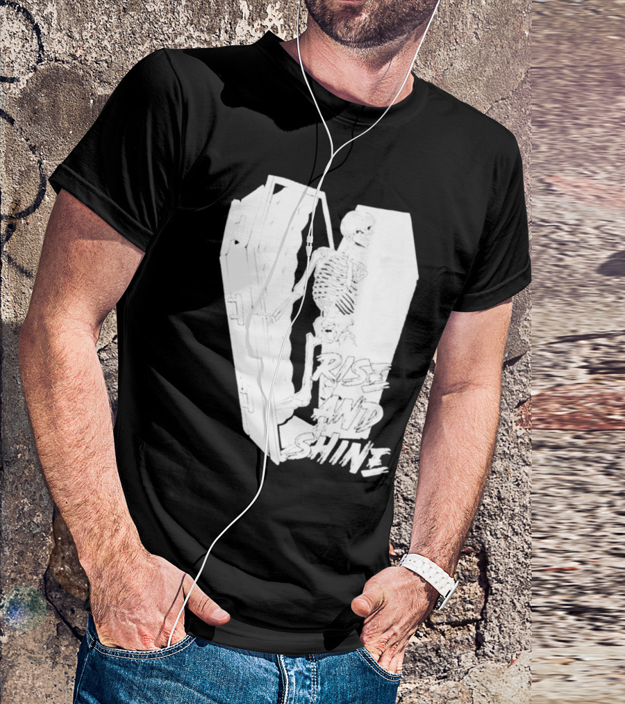 Rise And Shine Skeleton Emerging From Coffin T-Shirt
