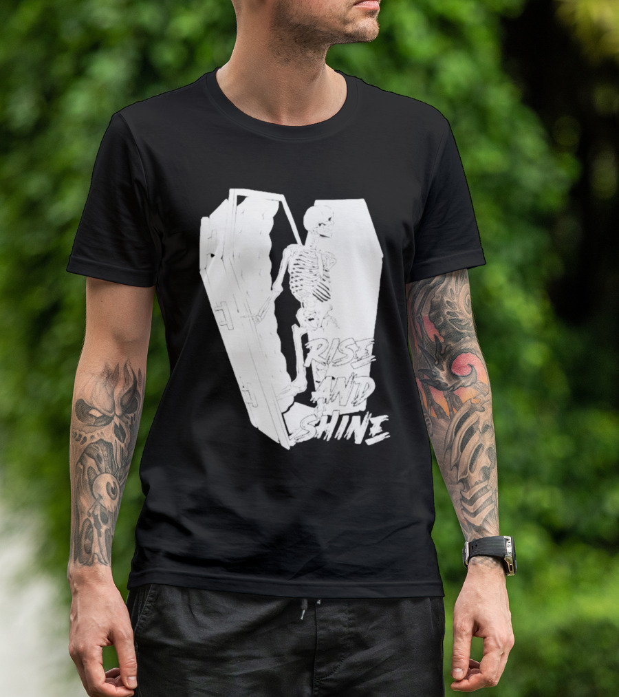 Rise And Shine Skeleton Emerging From Coffin T-Shirt