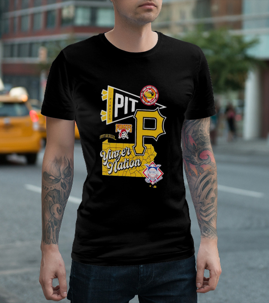 Pittsburgh Pirates PIT Logo Yinzer Nation Medical Firefighters Union T-Shirt