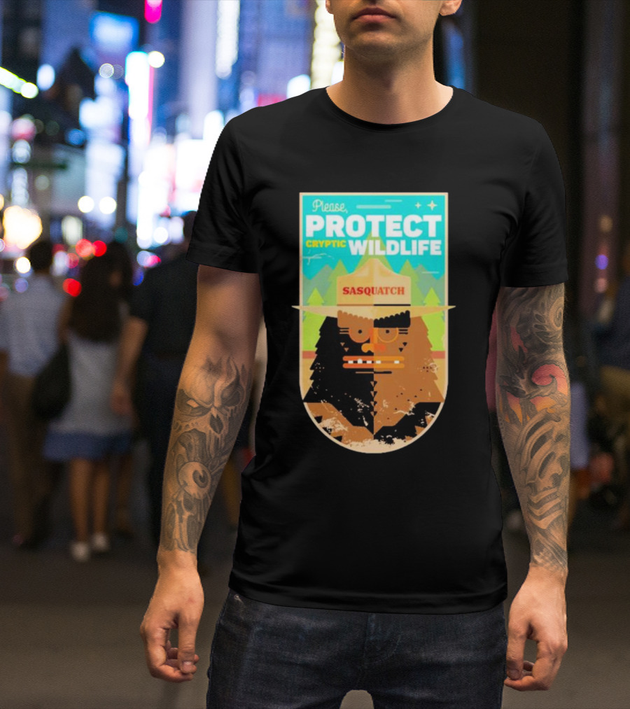 Please Protect Cryptic Wildlife Sasquatch T-Shirt