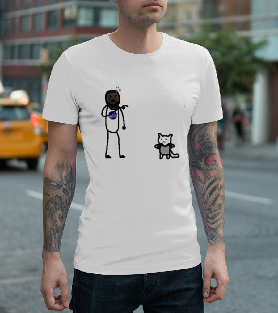 Draymond Basketball Angry Stick Figure with Paint Wearing Cat T-Shirt