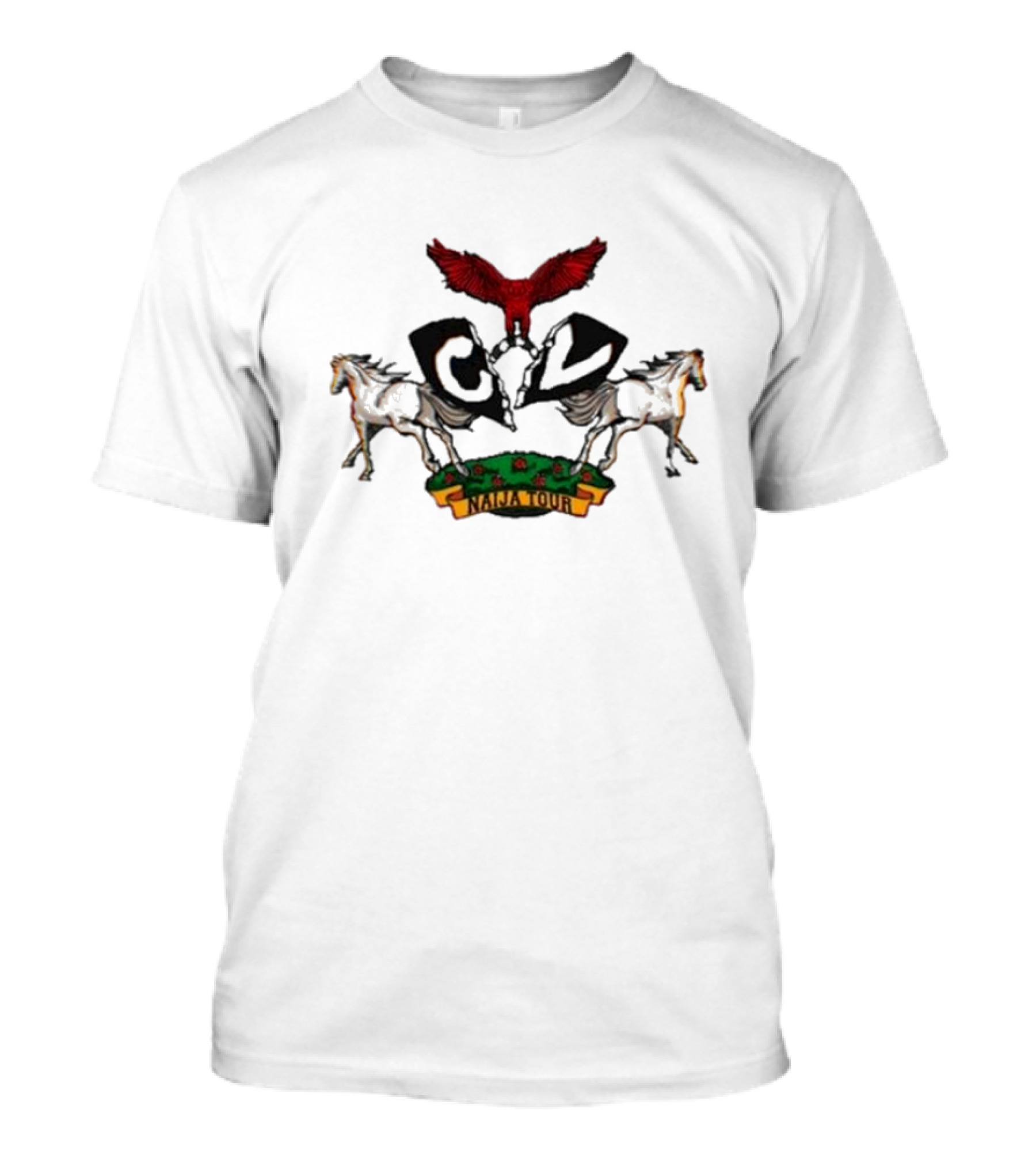 Lazygod Lazy Yout Republic Naija Tour Crest With Horses And Eagle T-Shirt