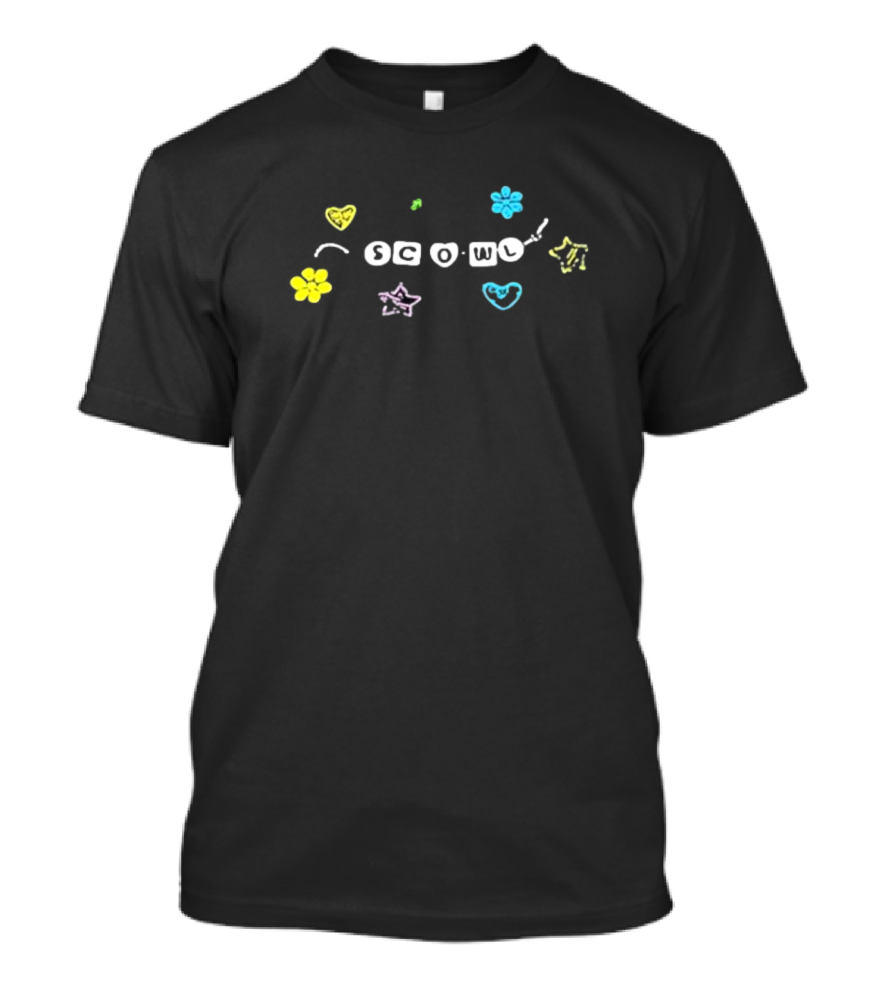 Scowl40831 Scowl Personal Hell Colorful Hearts Flowers Stars T-Shirt