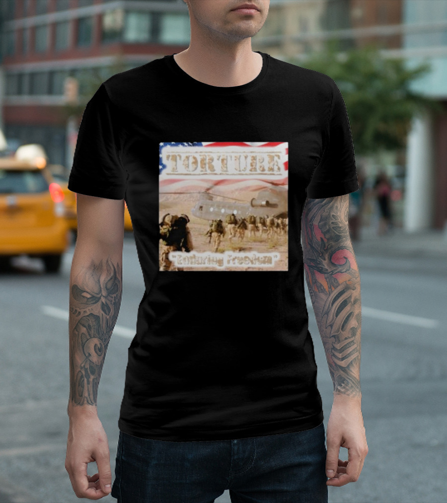 Torture Enduring Freedom American Flag Soldiers Helicopter T-Shirt