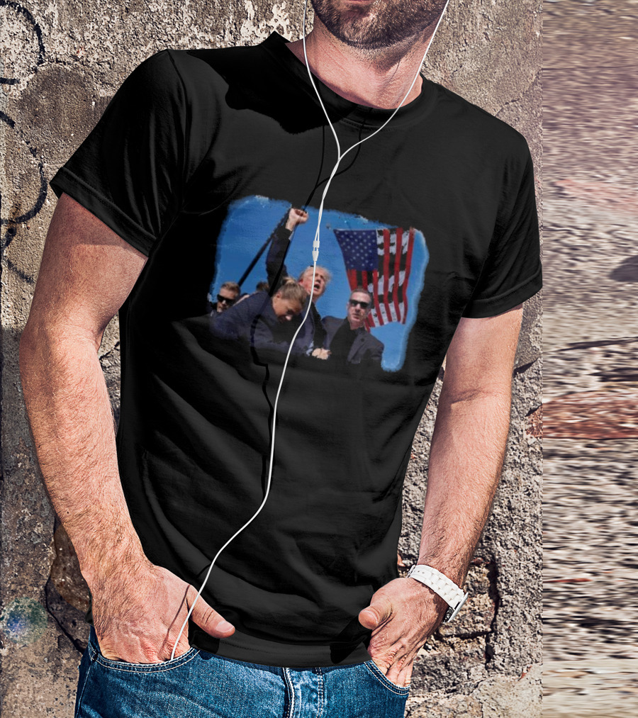 Trump Fight 2024 Make America Great Again Flag Raise T-Shirt