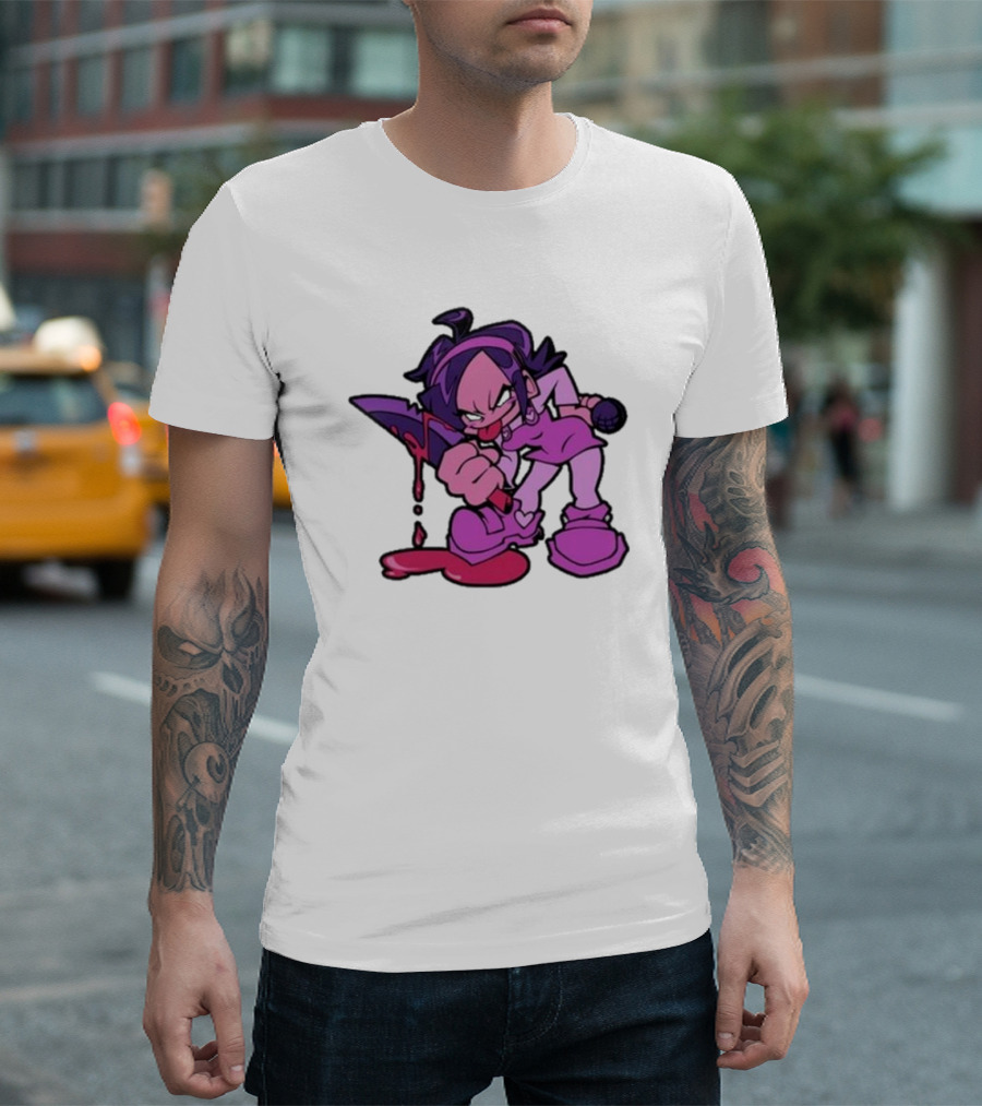 Friday Night Funkin' Nene Holding Microphone and Bloodied Knife T-Shirt