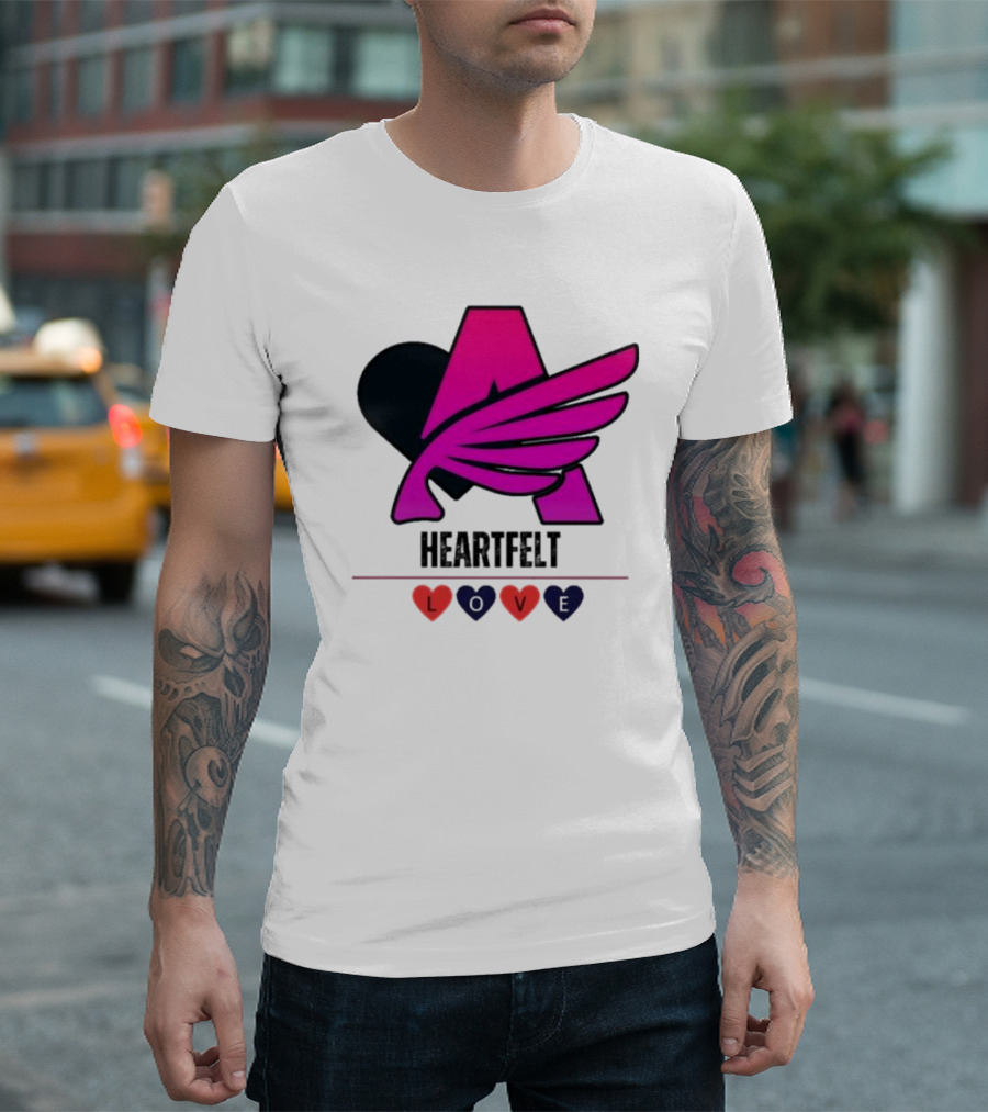Heartfelt Love Pink Winged Heart T-Shirt