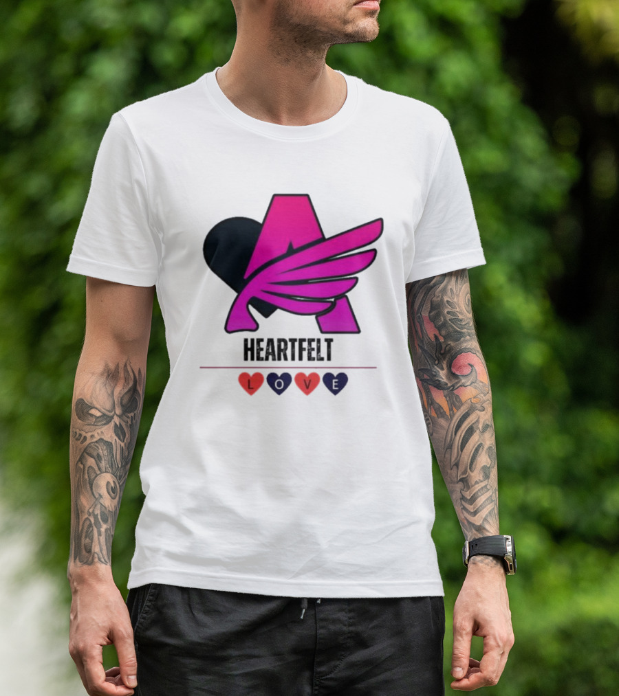 Heartfelt Love Pink Winged Heart T-Shirt