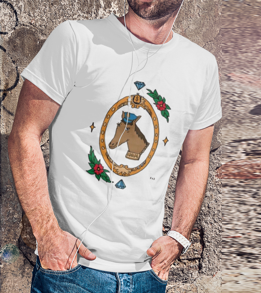 Horse Cop Mom Badge With Floral Ornament And Jewel Icons T-Shirt