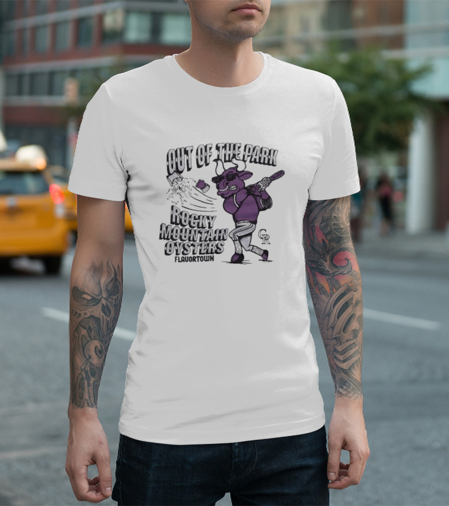 Mlb X Flavortown Colorado Rockies Cow Swinging Bat T-Shirt