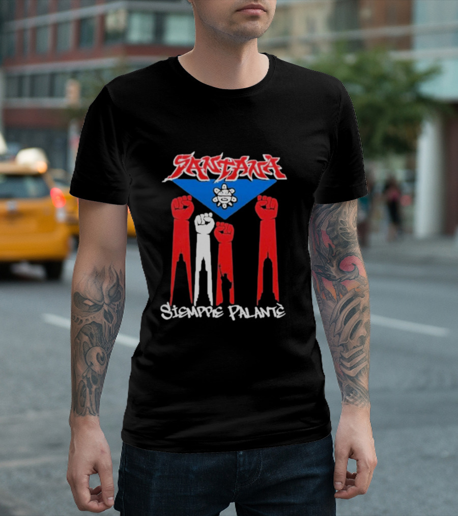 Santa Siempre Palantè Puerto Rican Flag Fists Revolution T-Shirt