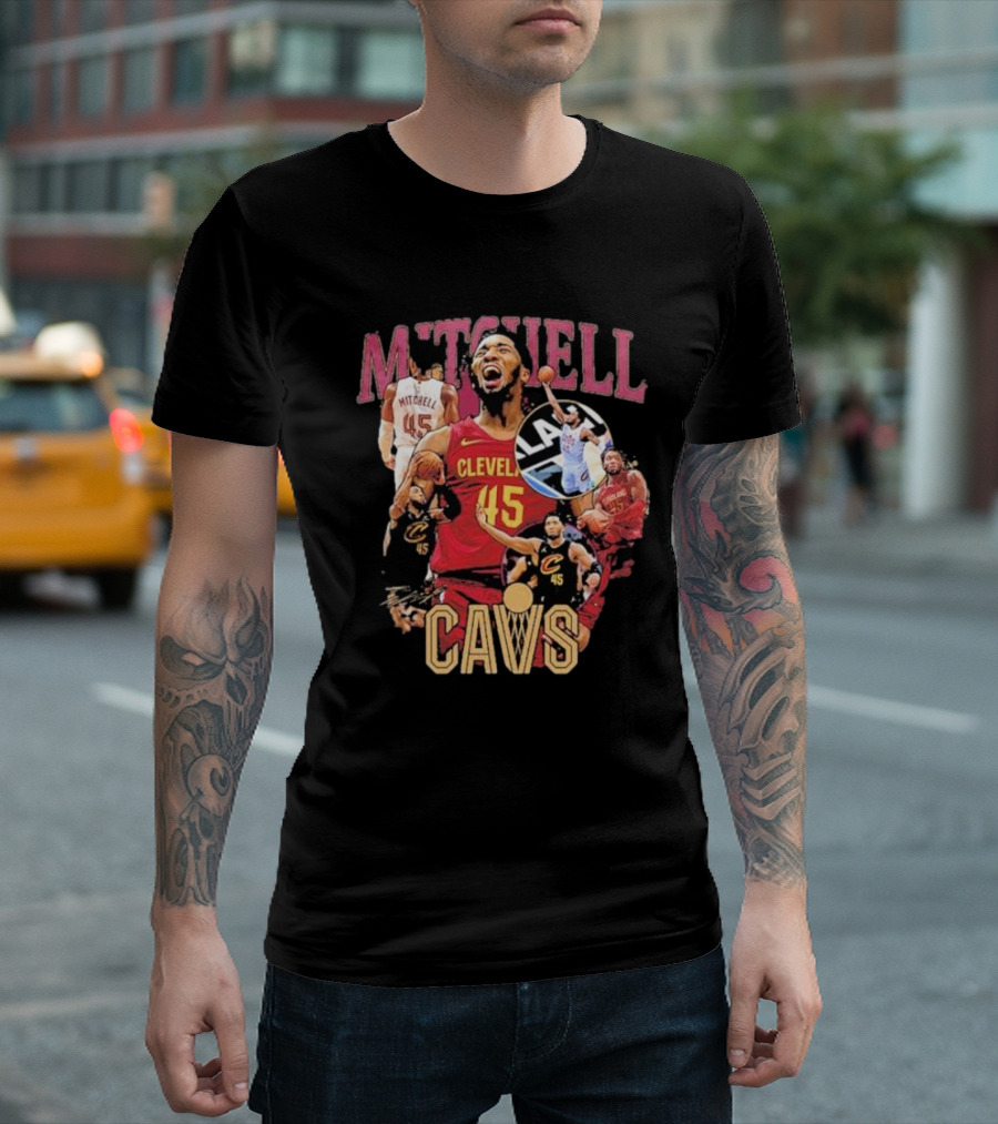 Mitchell Cleveland Cavs 45 Basketball Hype Signature T-Shirt