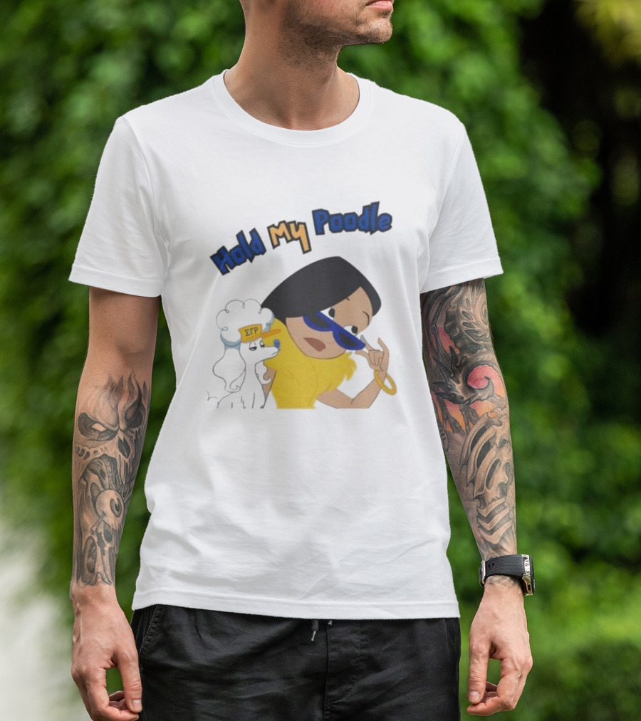 Hold My Poodle SGR Animated Character With Glasses T-Shirt