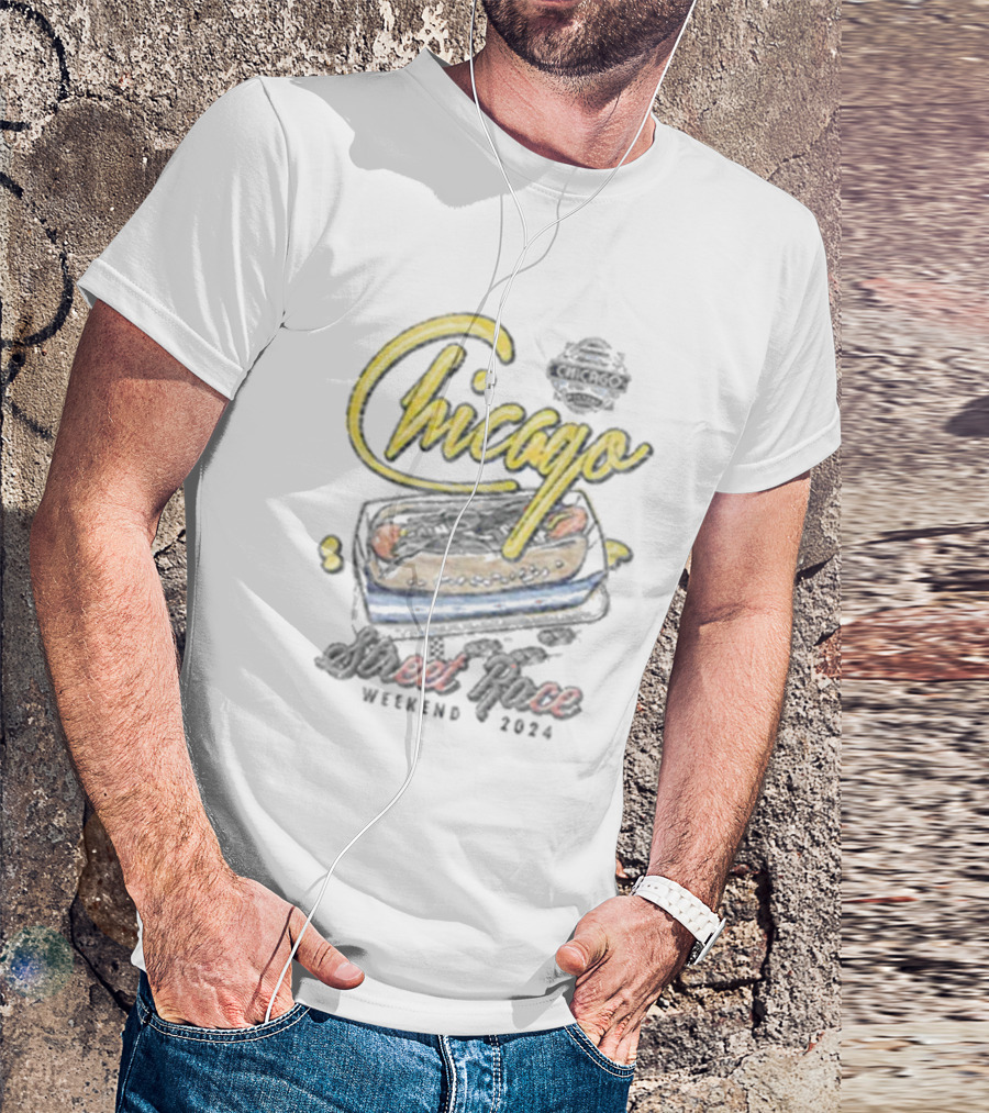 Chicago Street Race Weekend 2024 Retro Racing Car T-Shirt