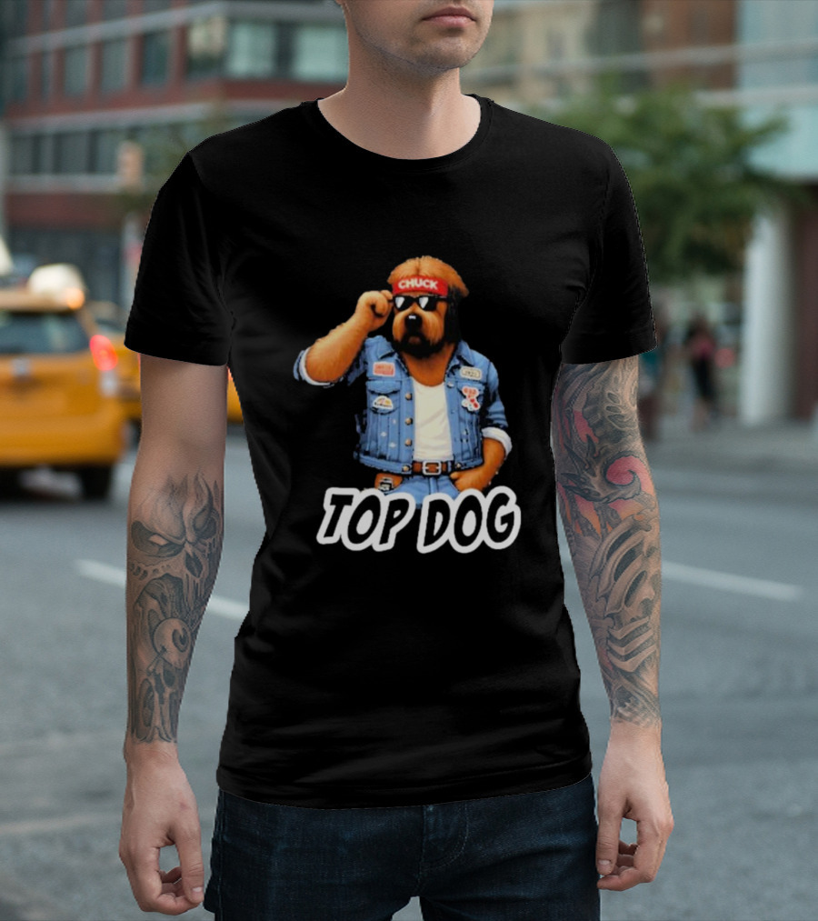 Chuckonbase Chuck Topdog Cool Denim Style Fashion Dog T-Shirt