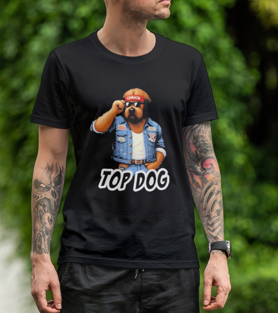 Chuckonbase Chuck Topdog Cool Denim Style Fashion Dog T-Shirt